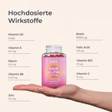 Hinweis Bild über die Dosierung der Hair Glow Gummies