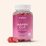 yuicy® Dose Happy Gut mit Apfelessig, Folsäure, Rote Beete und Vitamin B12. Als Nahrungsergänzung für den Darm und den Stoffwechsel